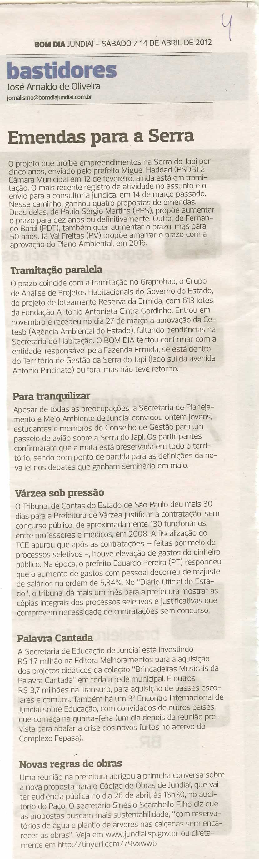 Bom Dia Jundiaí - 14/04/2012