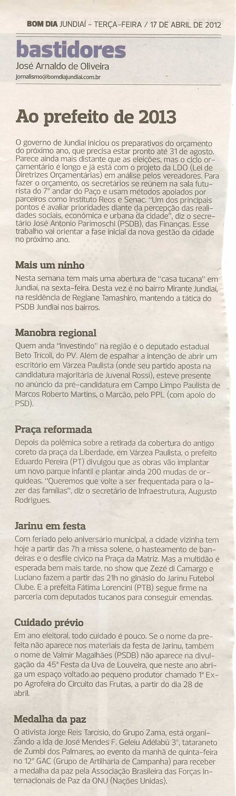 Bom Dia Jundiaí - 17/04/2012