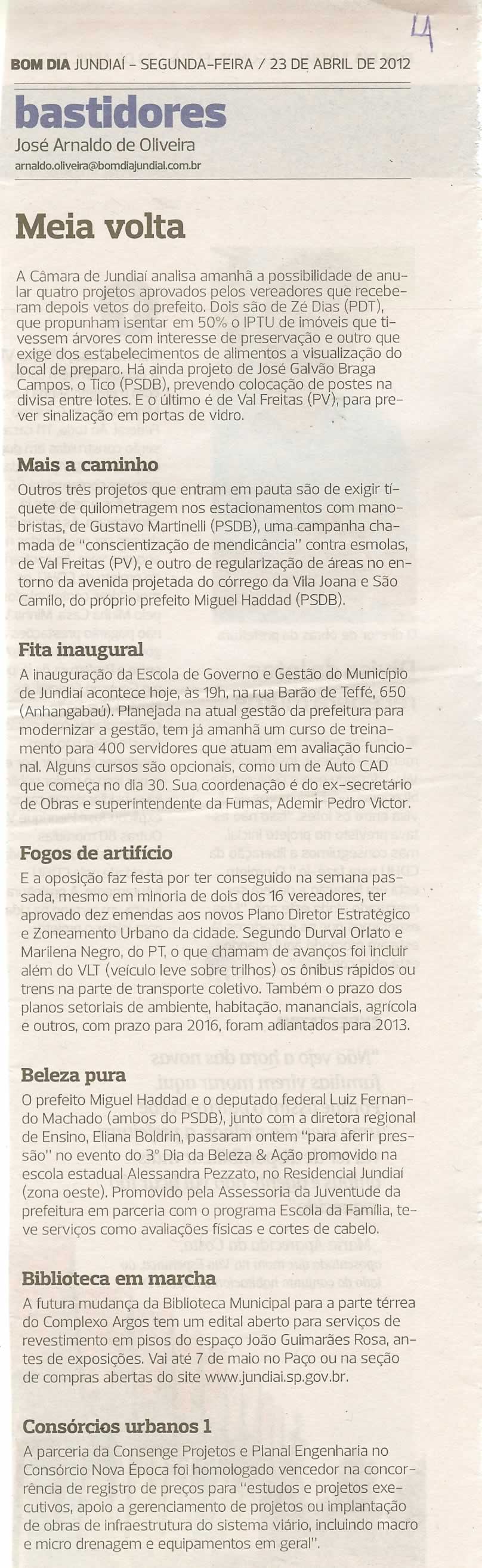Bom Dia Jundiaí - 23/04/2012