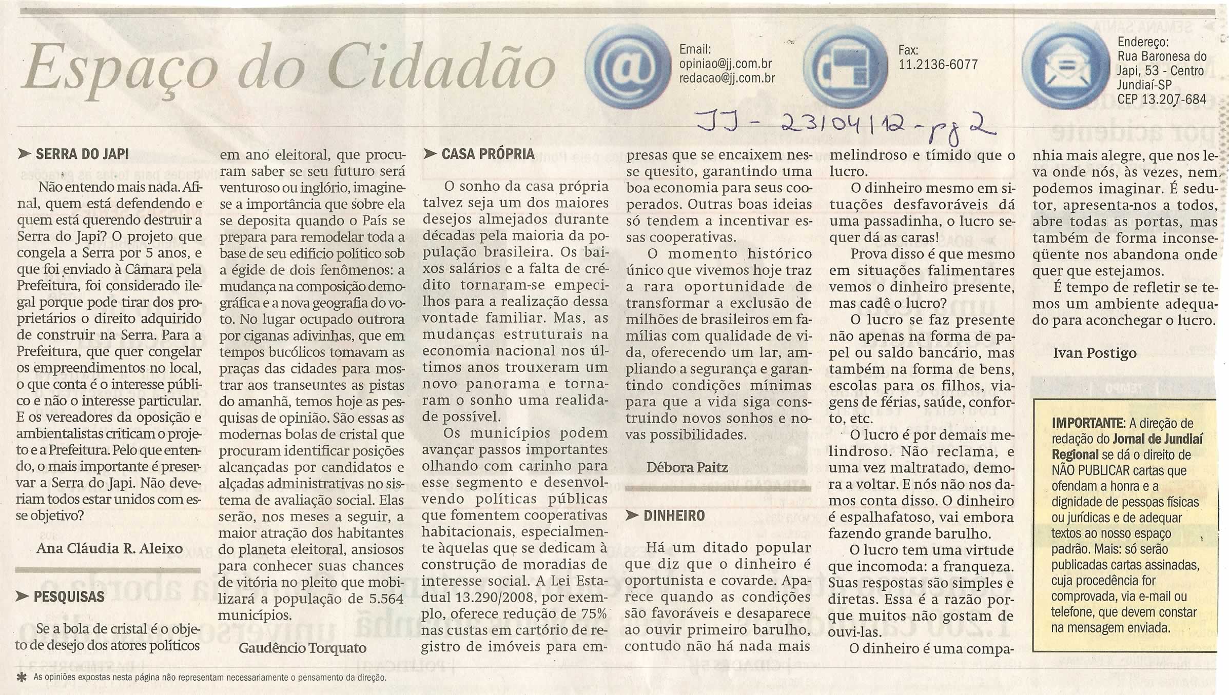 Jornal de Jundiaí - 23/04/2012