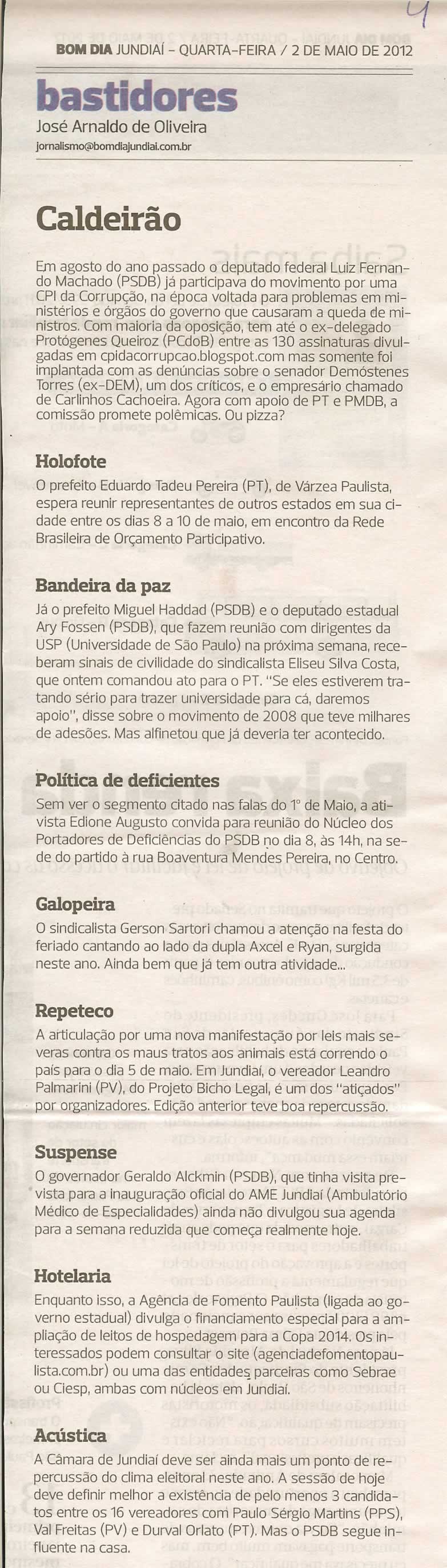 Bom Dia Jundiaí - 02/05/2012