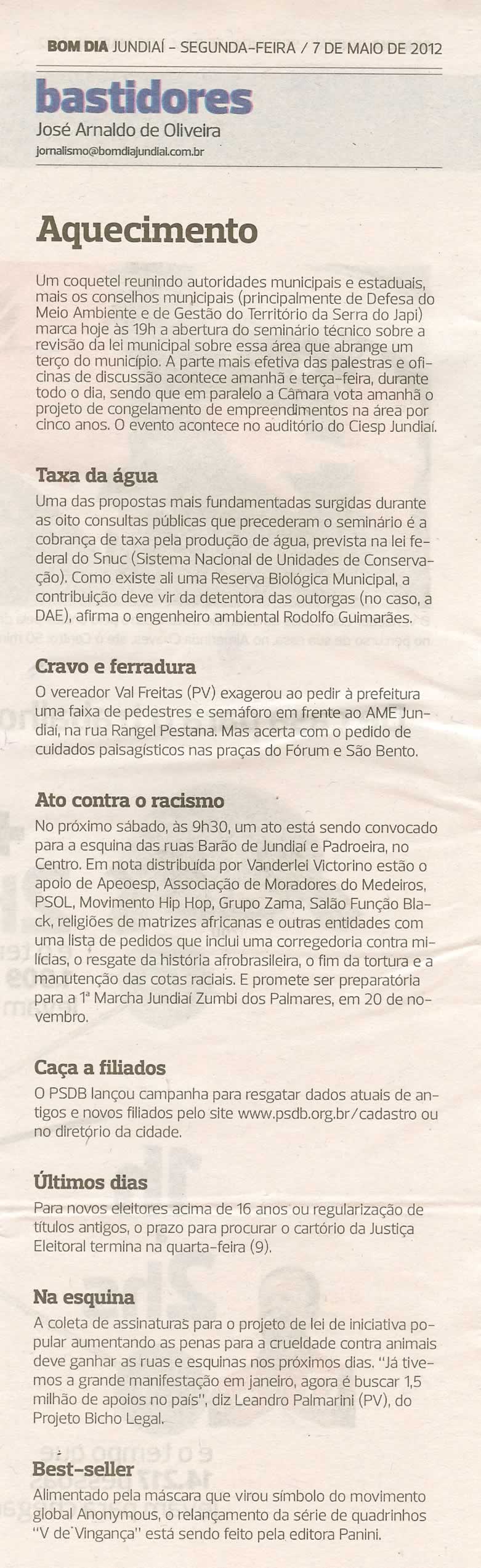 Bom Dia Jundiaí - 07/05/2012