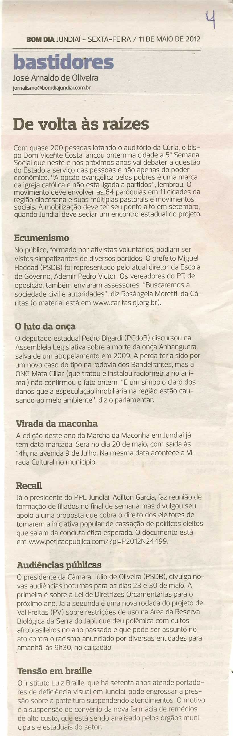 Bom Dia Jundiaí - 11/05/2012