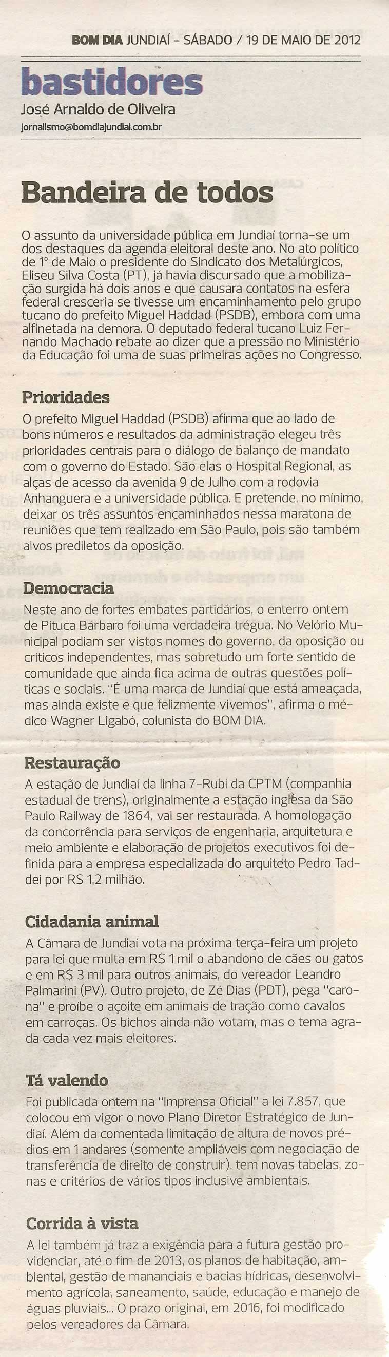 Bom Dia Jundiaí - 19/05/2012