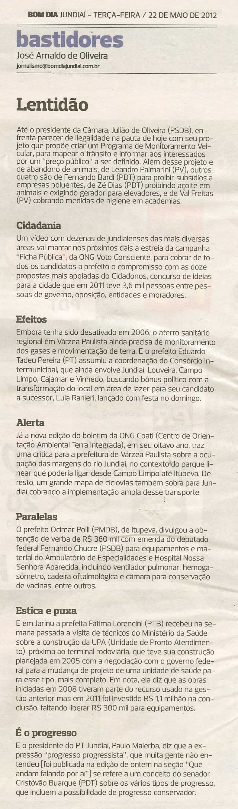Bom Dia Jundiaí - 22/05/2012