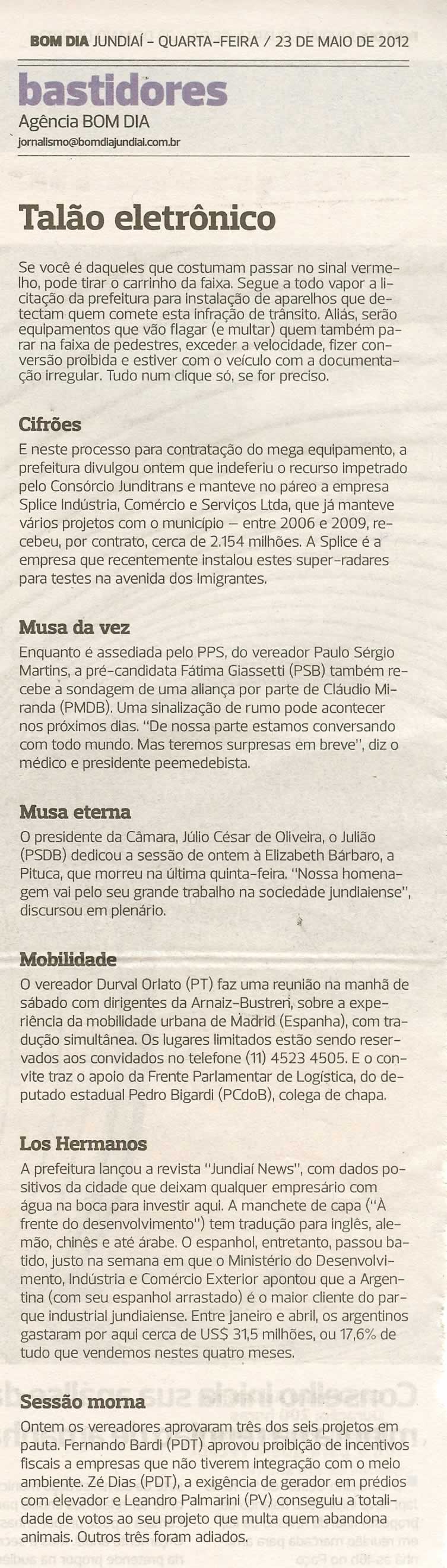 Bom Dia Jundiaí - 23/05/2012