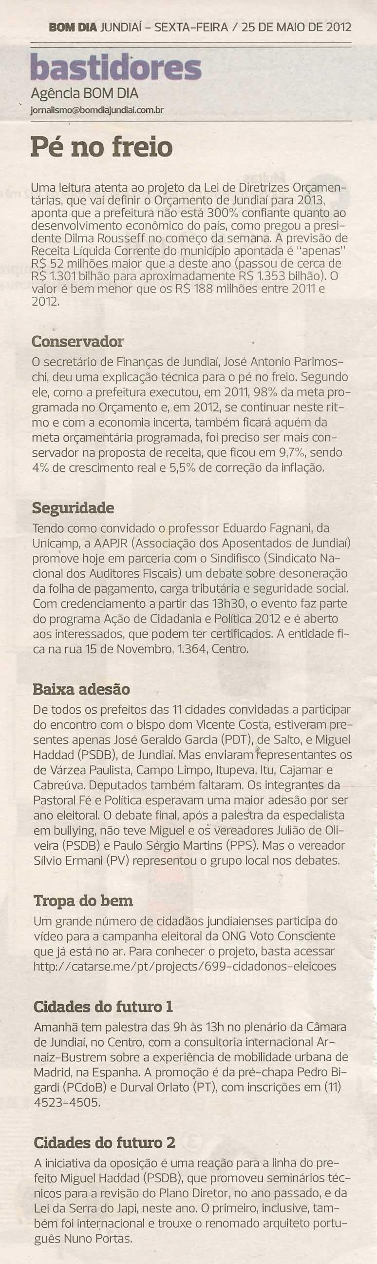 Bom Dia Jundiaí - 25/05/2012