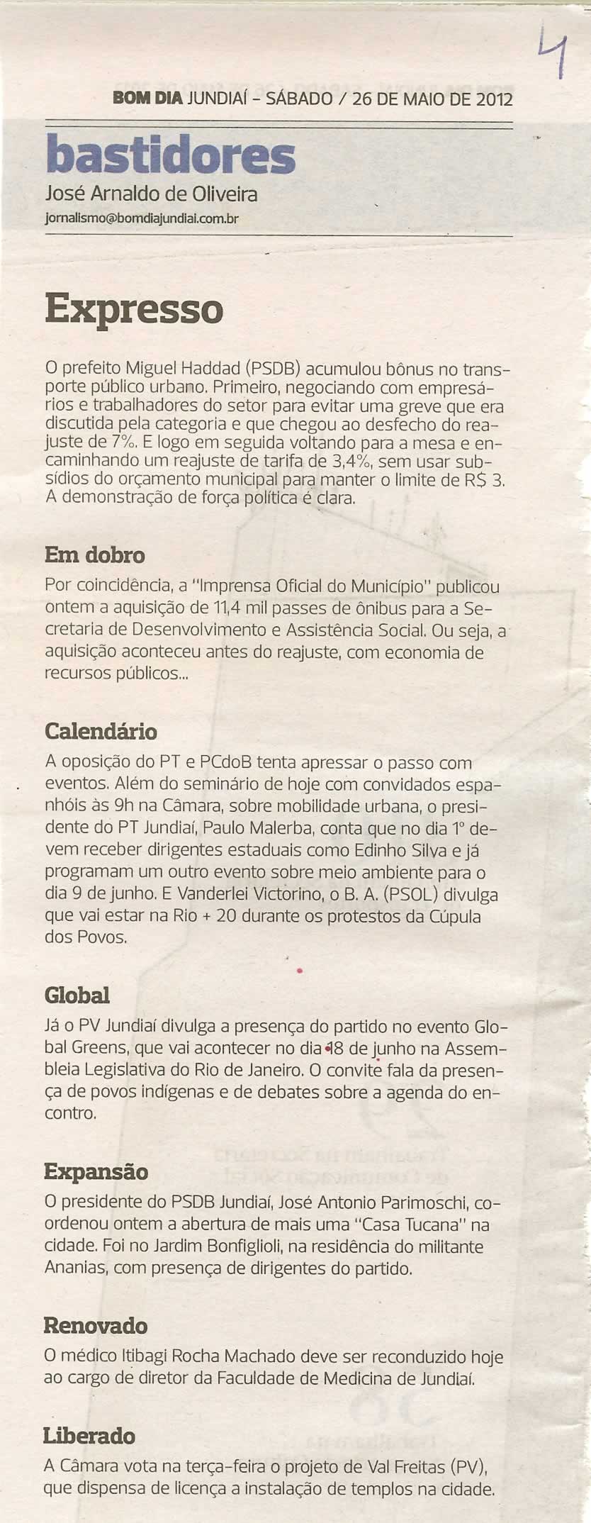Bom Dia Jundiaí - 26/05/2012