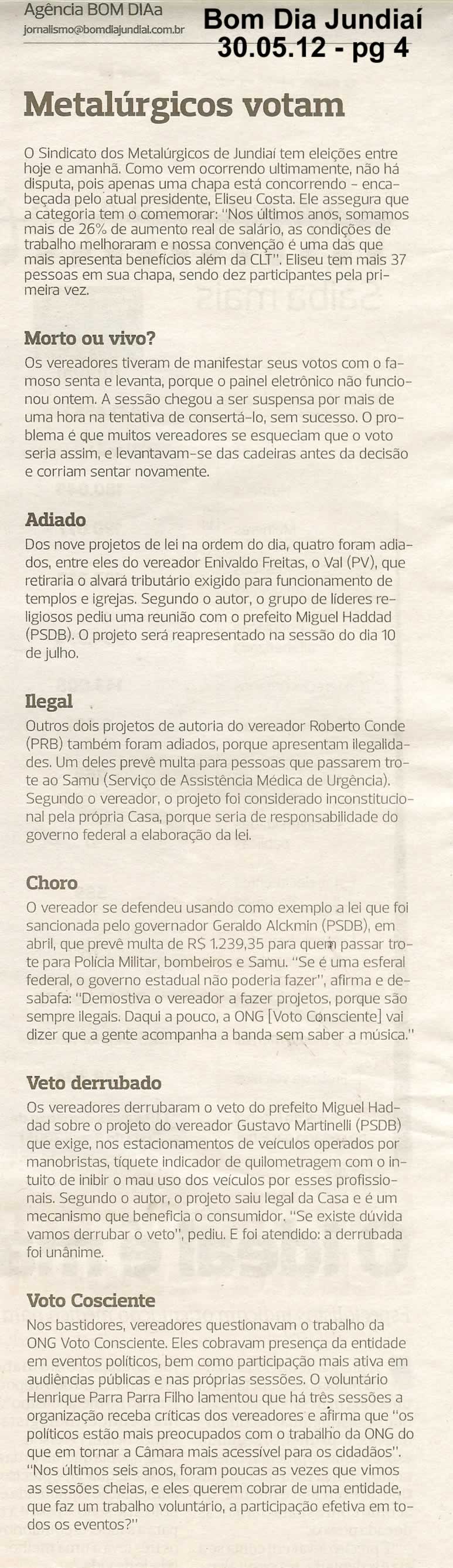 Bom Dia Jundiaí - 30/05/2012