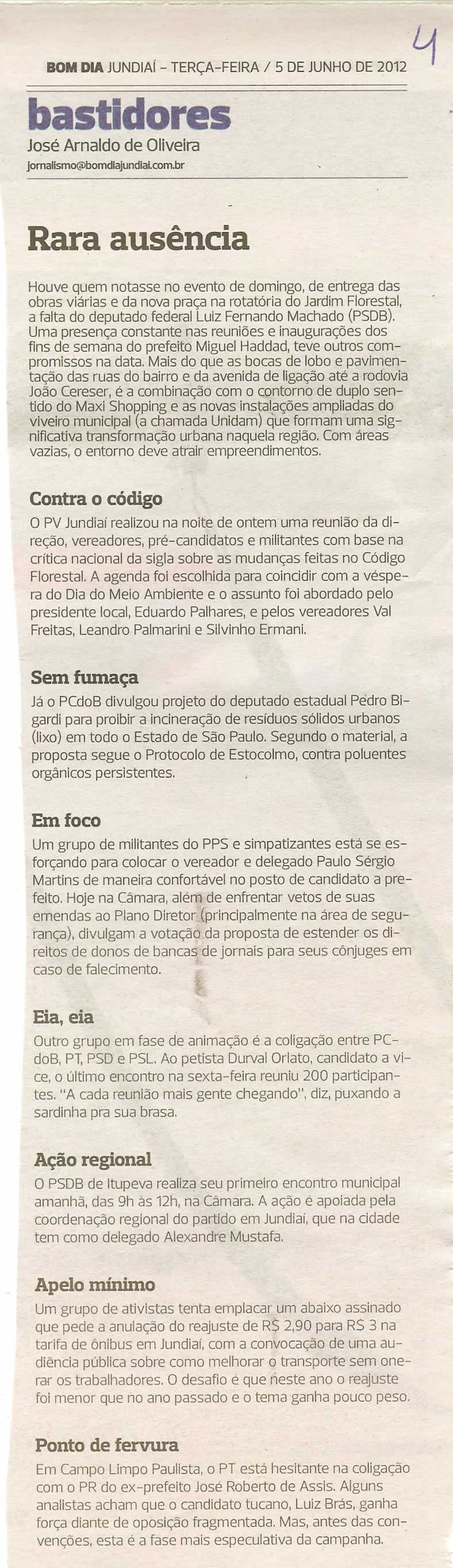 Bom Dia Jundiaí - 05/06/2012