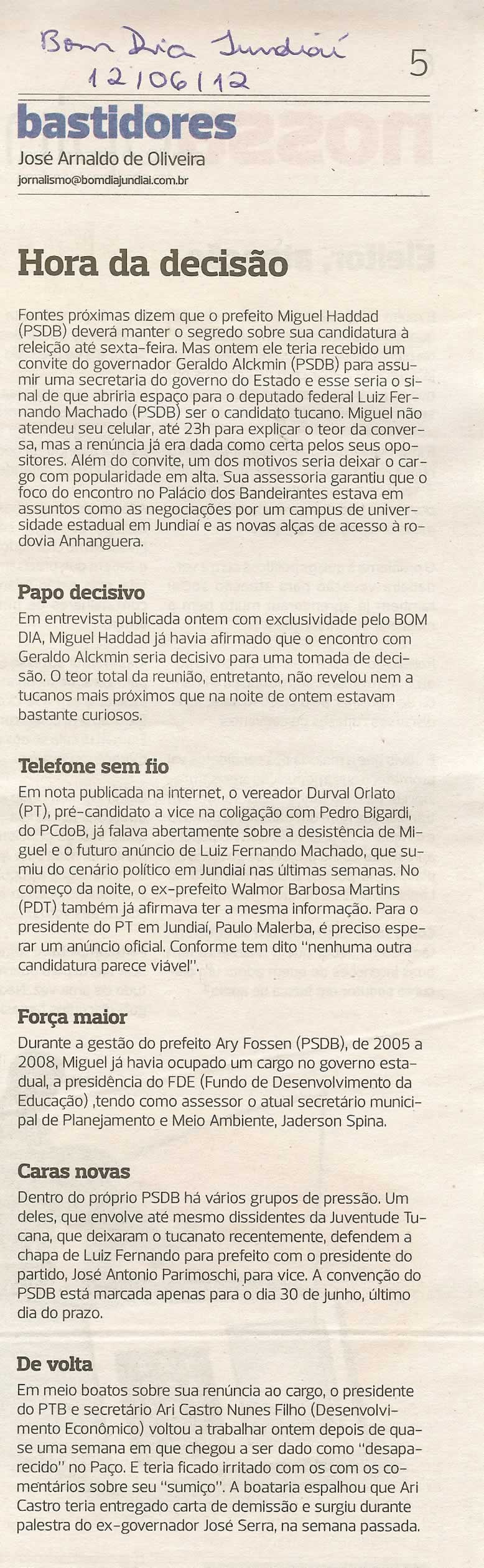 Bom Dia Jundiaí - 12/06/2012