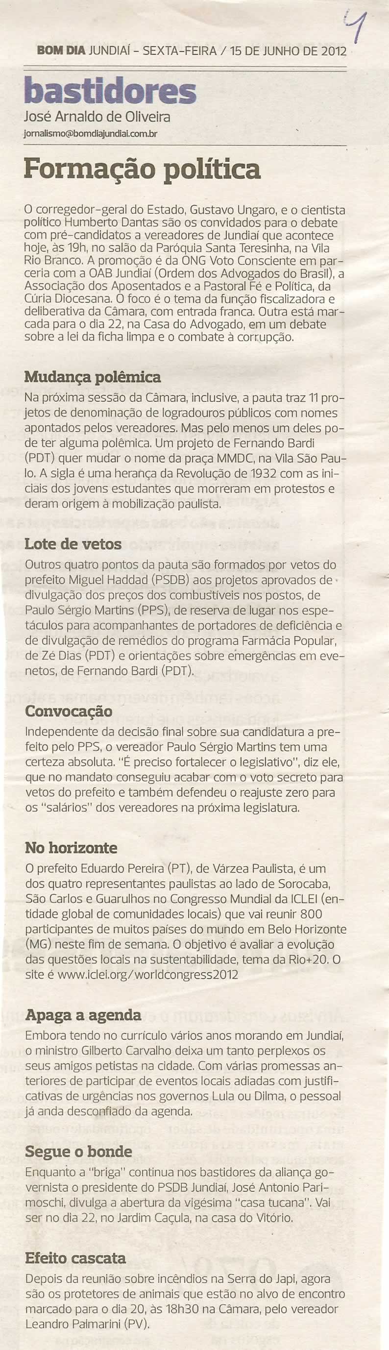 Bom Dia Jundiaí - 15/06/2012
