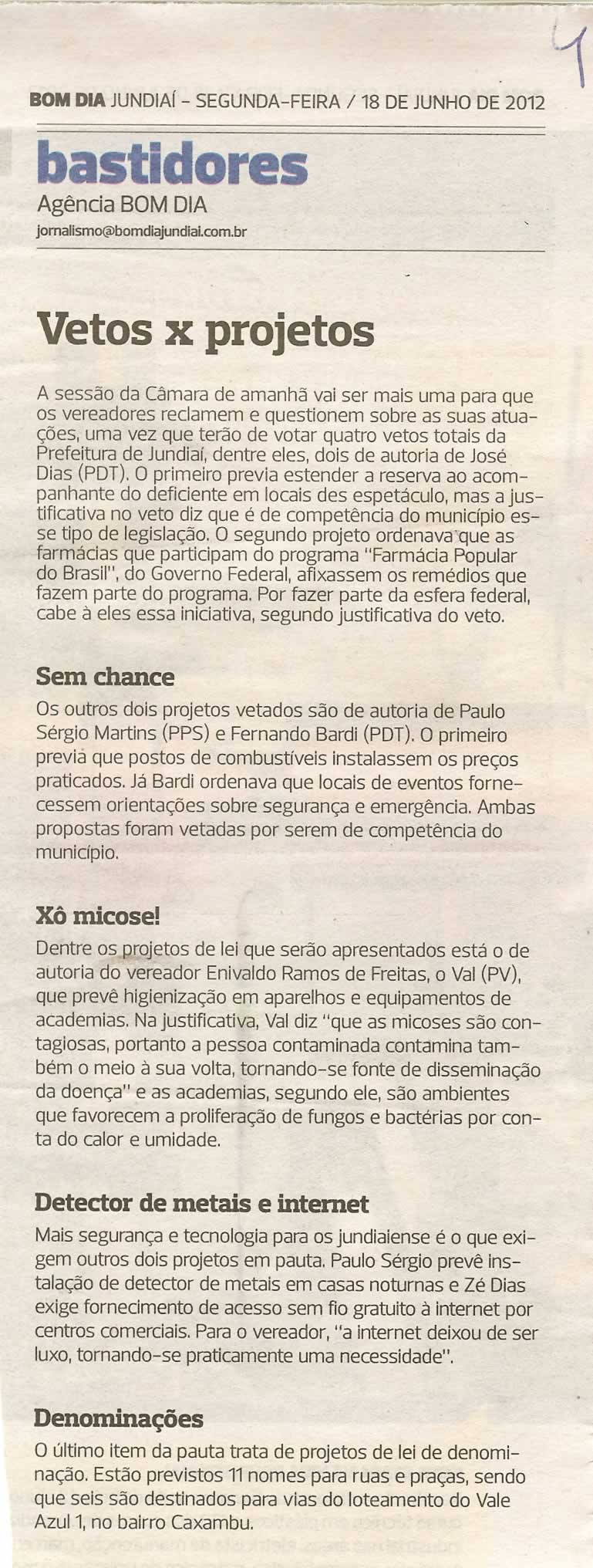 Bom Dia Jundiaí - 18/06/2012