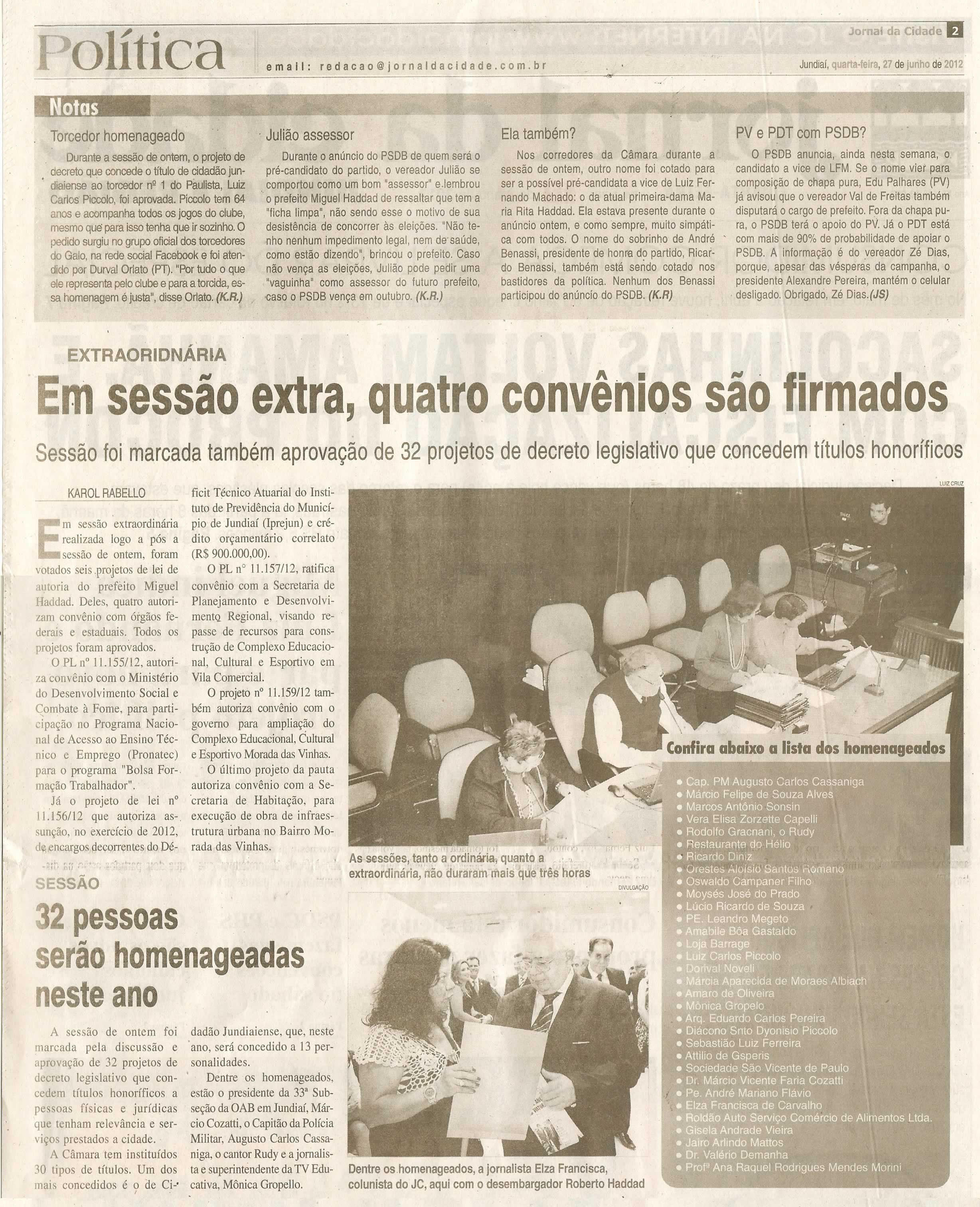 Jornal da Cidade - 27/06/2012
