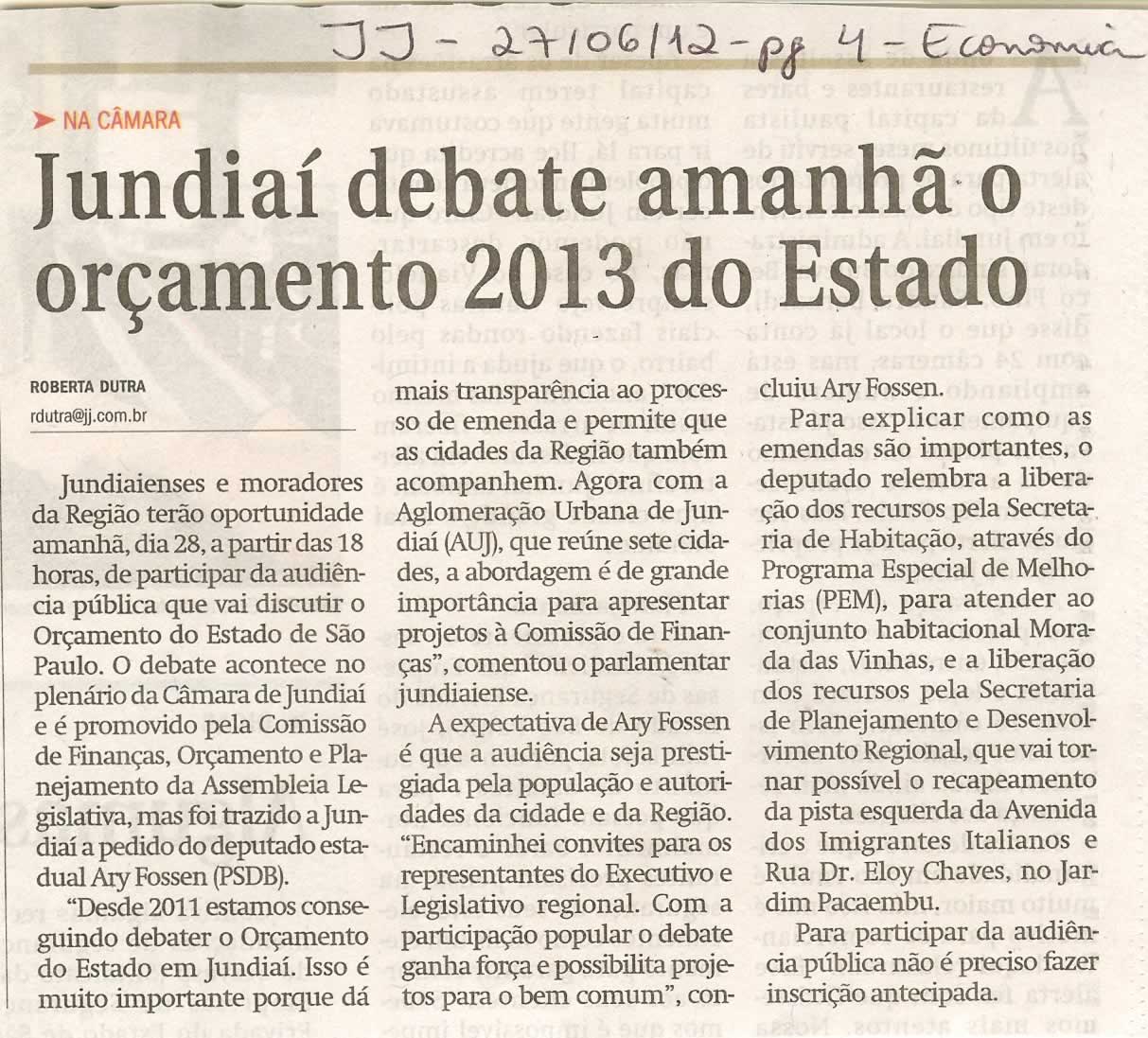 Jornal de Jundiaí - 27/06/2012
