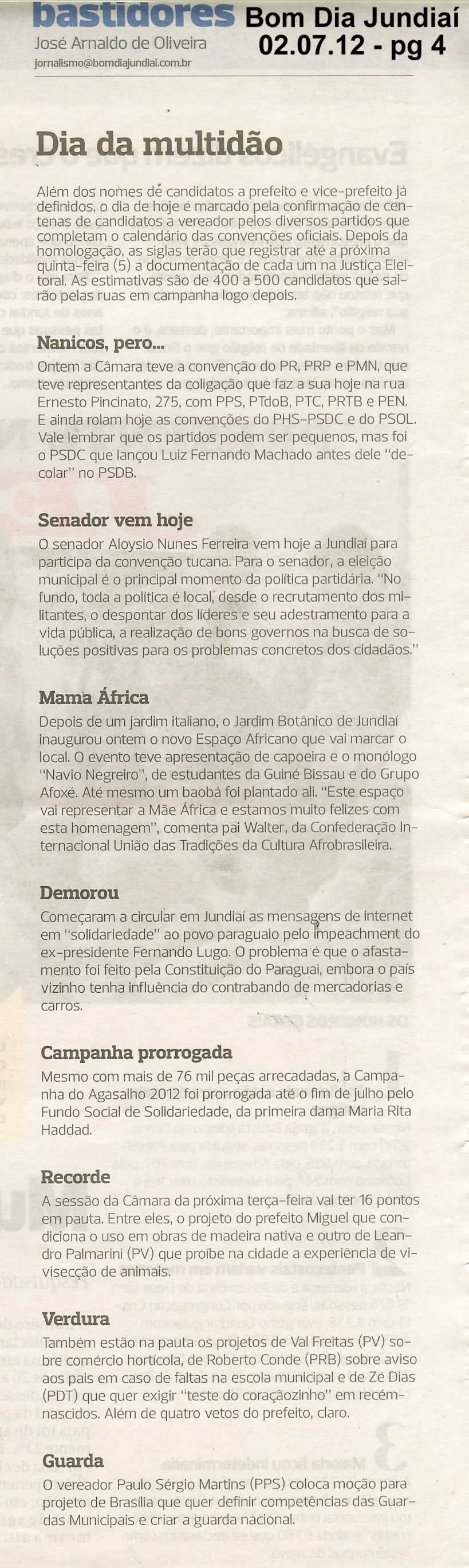Bom Dia Jundiaí - 02/07/2012