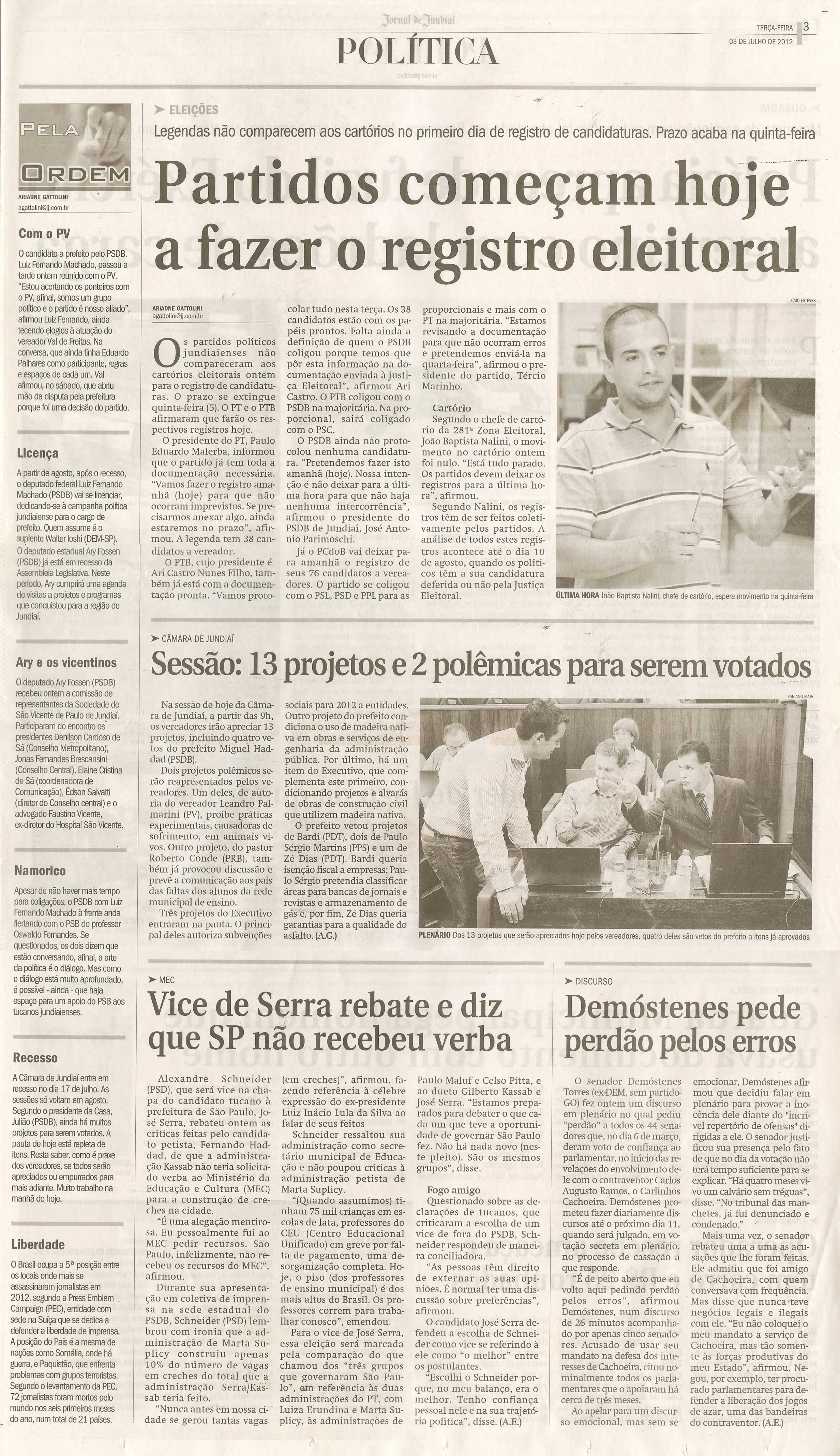 Jornal de Jundiaí - 03/07/2012