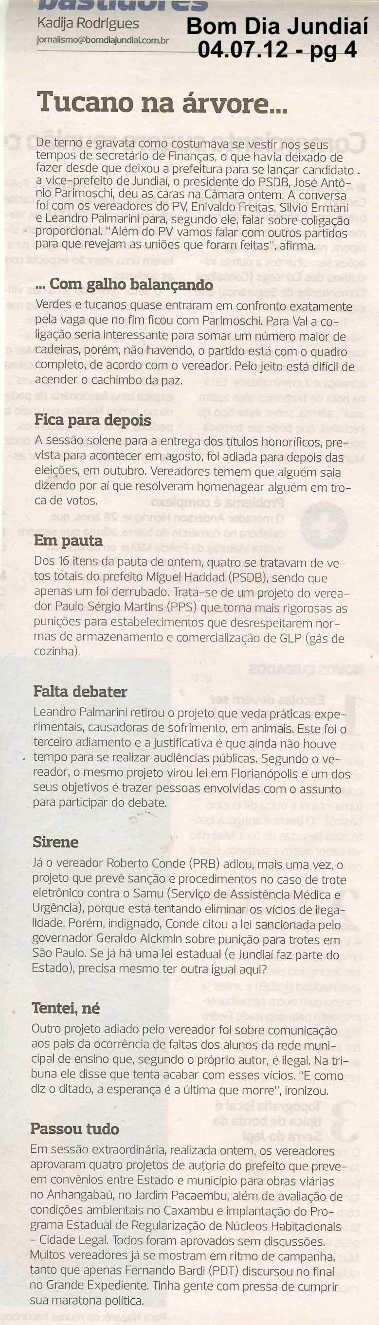 Bom Dia Jundiaí - 04/07/2012