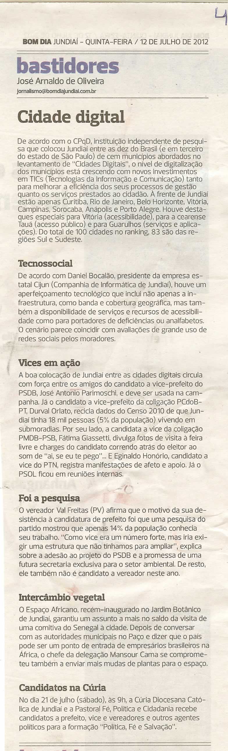 Bom Dia Jundiaí - 12/07/2012