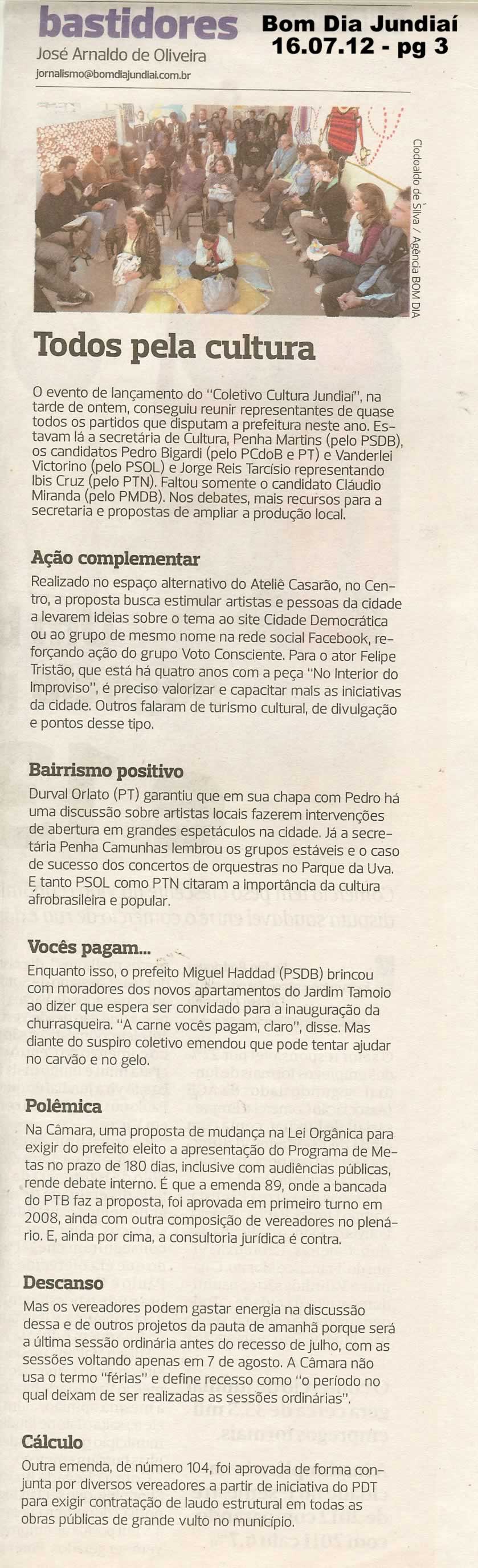 Bom Dia Jundiaí - 16/07/2012