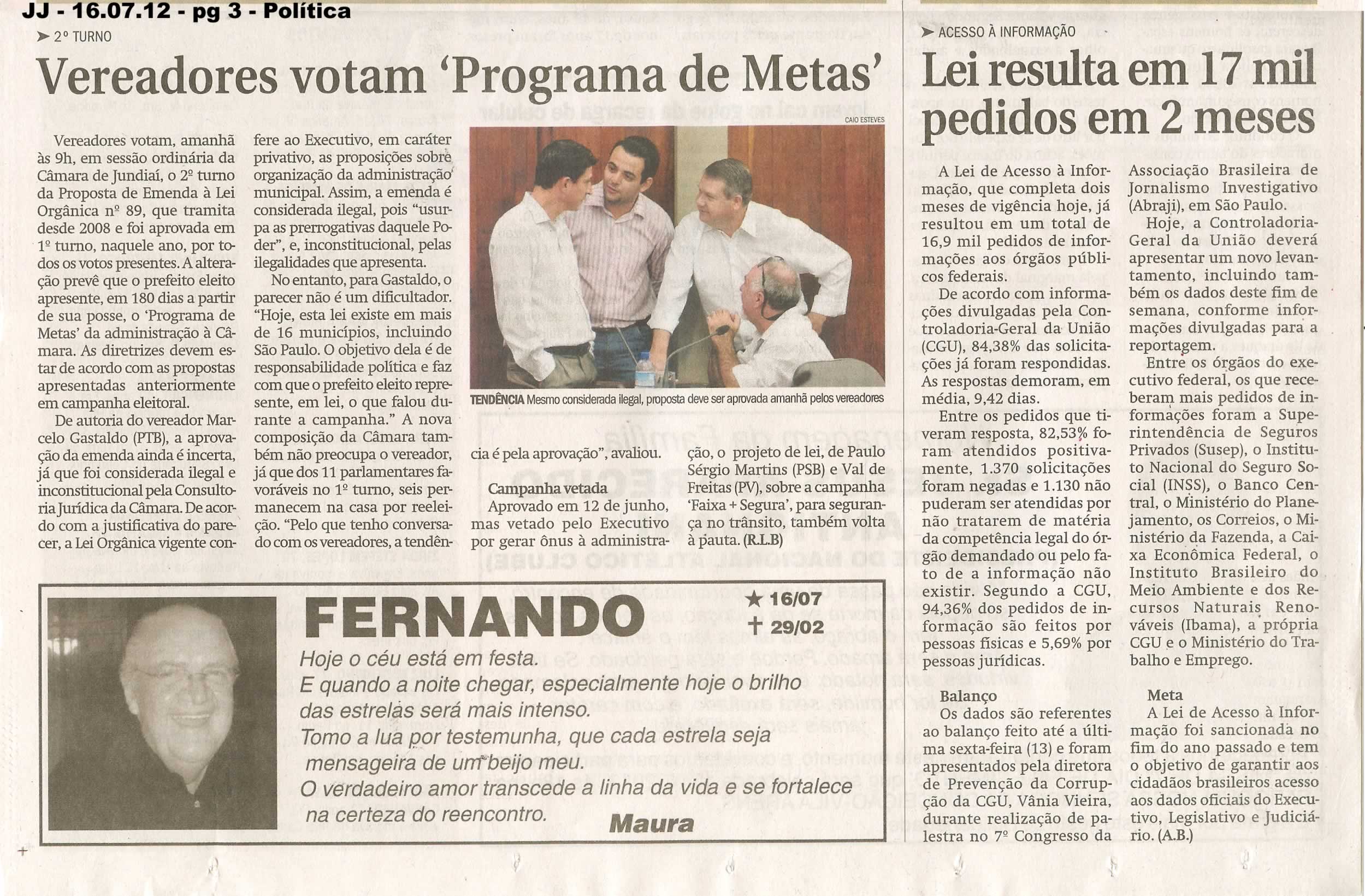 Jornal de Jundiaí - 16/07/2012