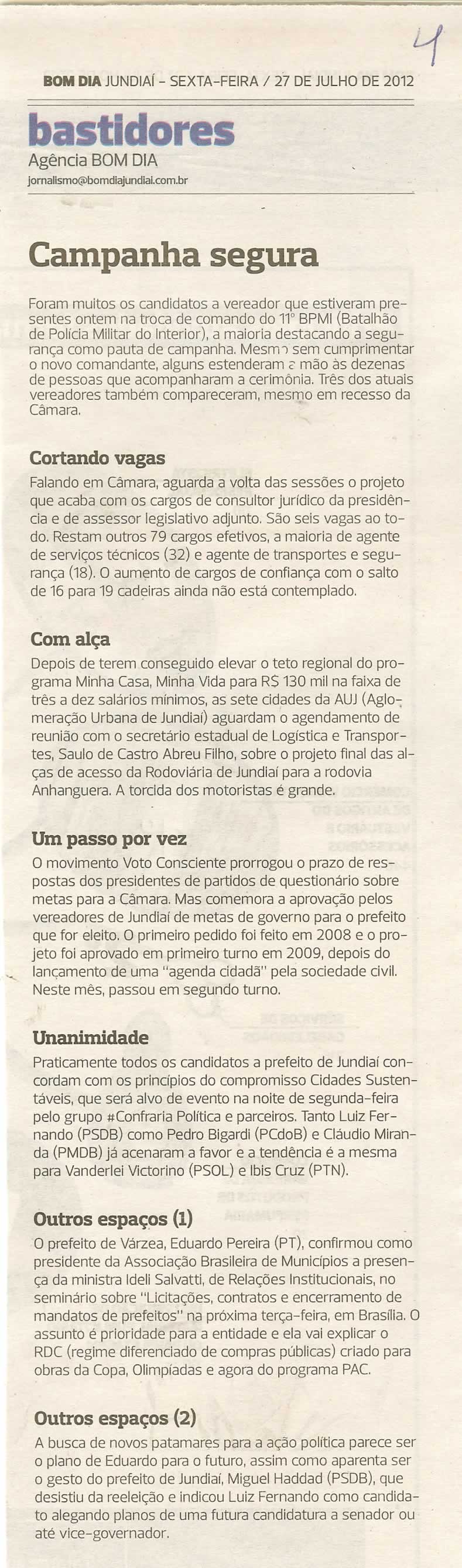 Bom Dia Jundiaí - 27/07/2012