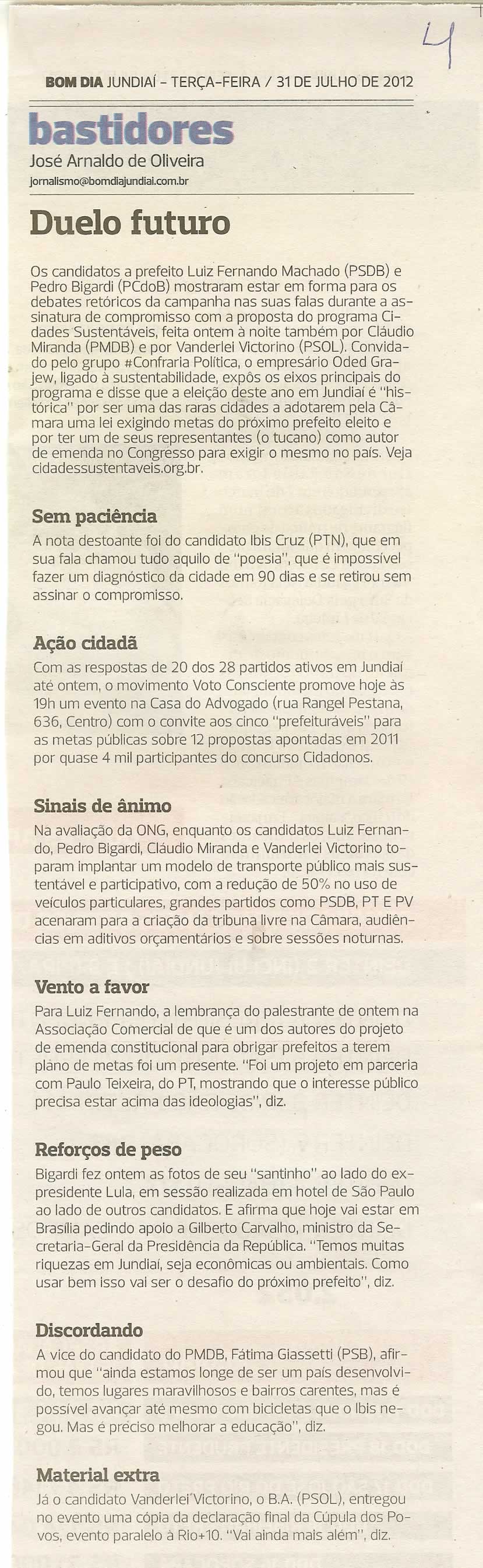 Bom Dia Jundiaí - 31/07/2012