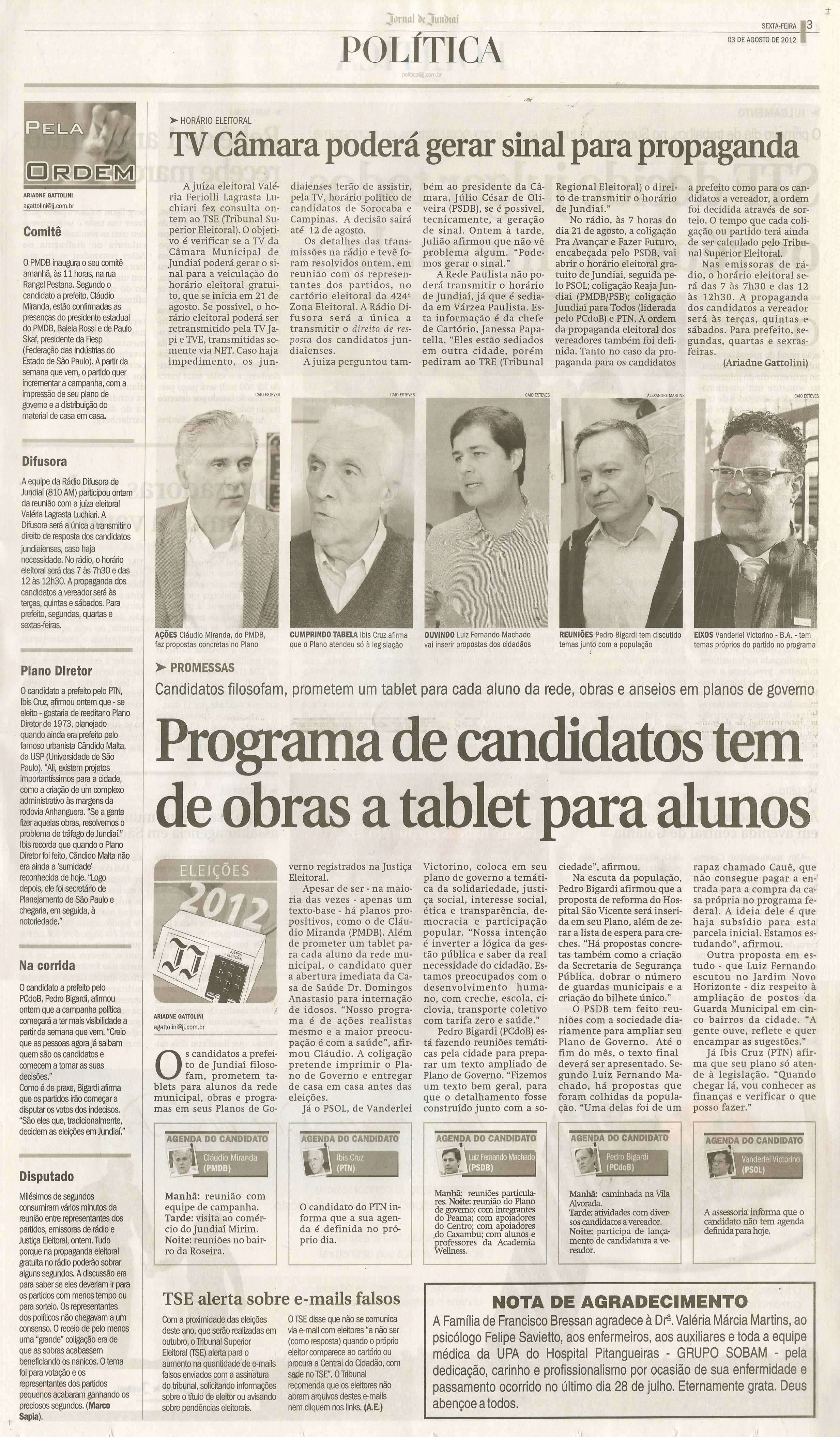 Jornal de Jundiaí - 03/08/2012