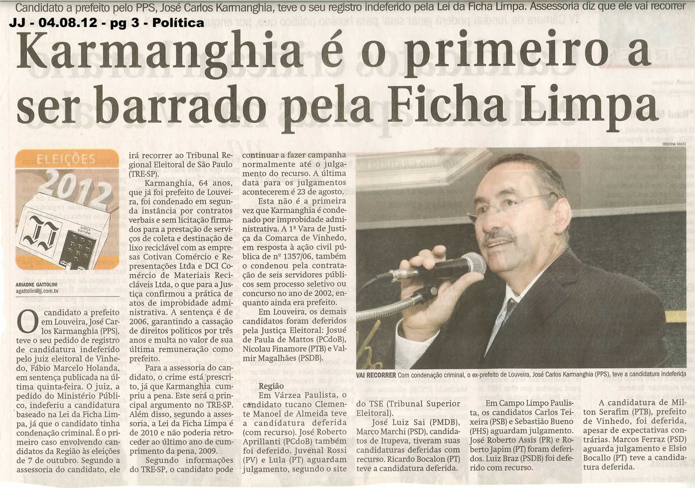 Jornal de Jundiaí - 04/08/2012