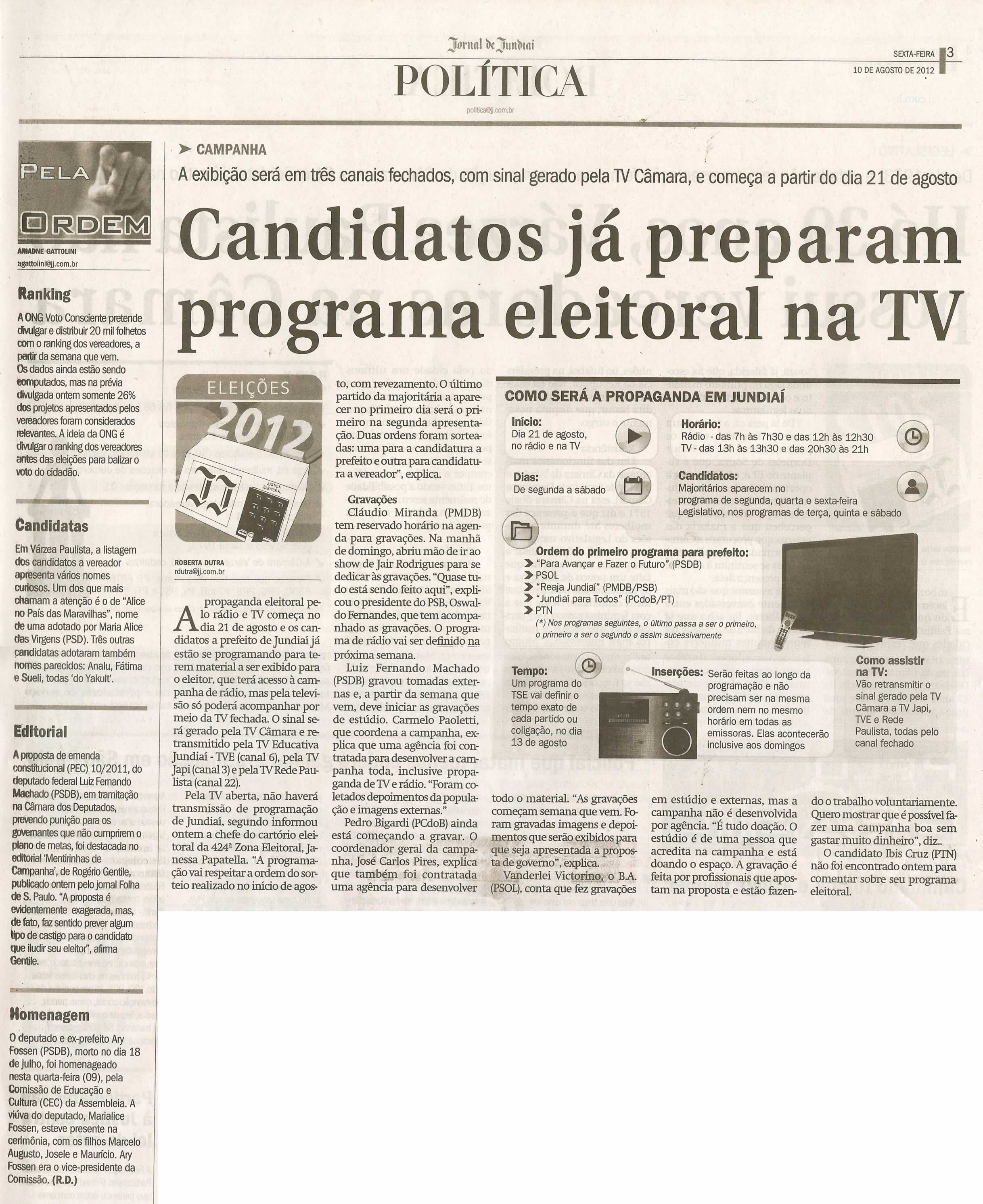 Jornal de Jundiaí - 10/08/2012