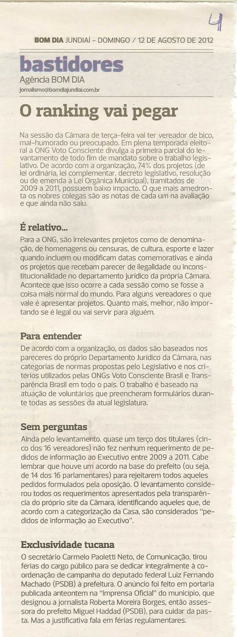 Bom Dia Jundiaí - 12/08/2012