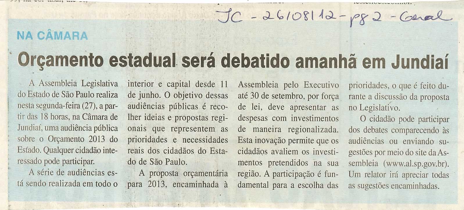 Jornal da Cidade - 26/08/2012