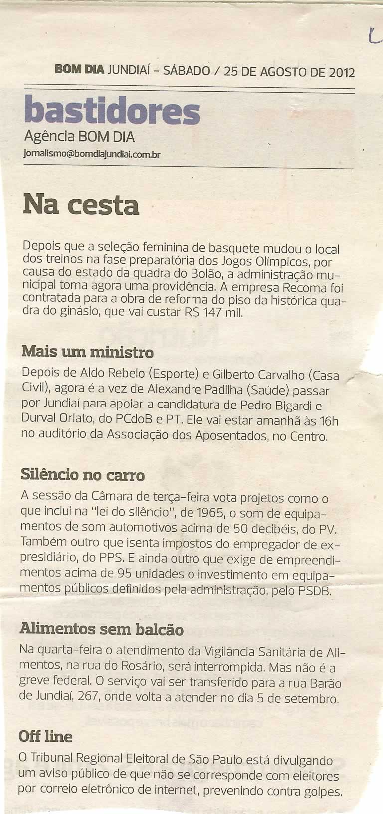 Bom Dia Jundiaí - 25/08/2012