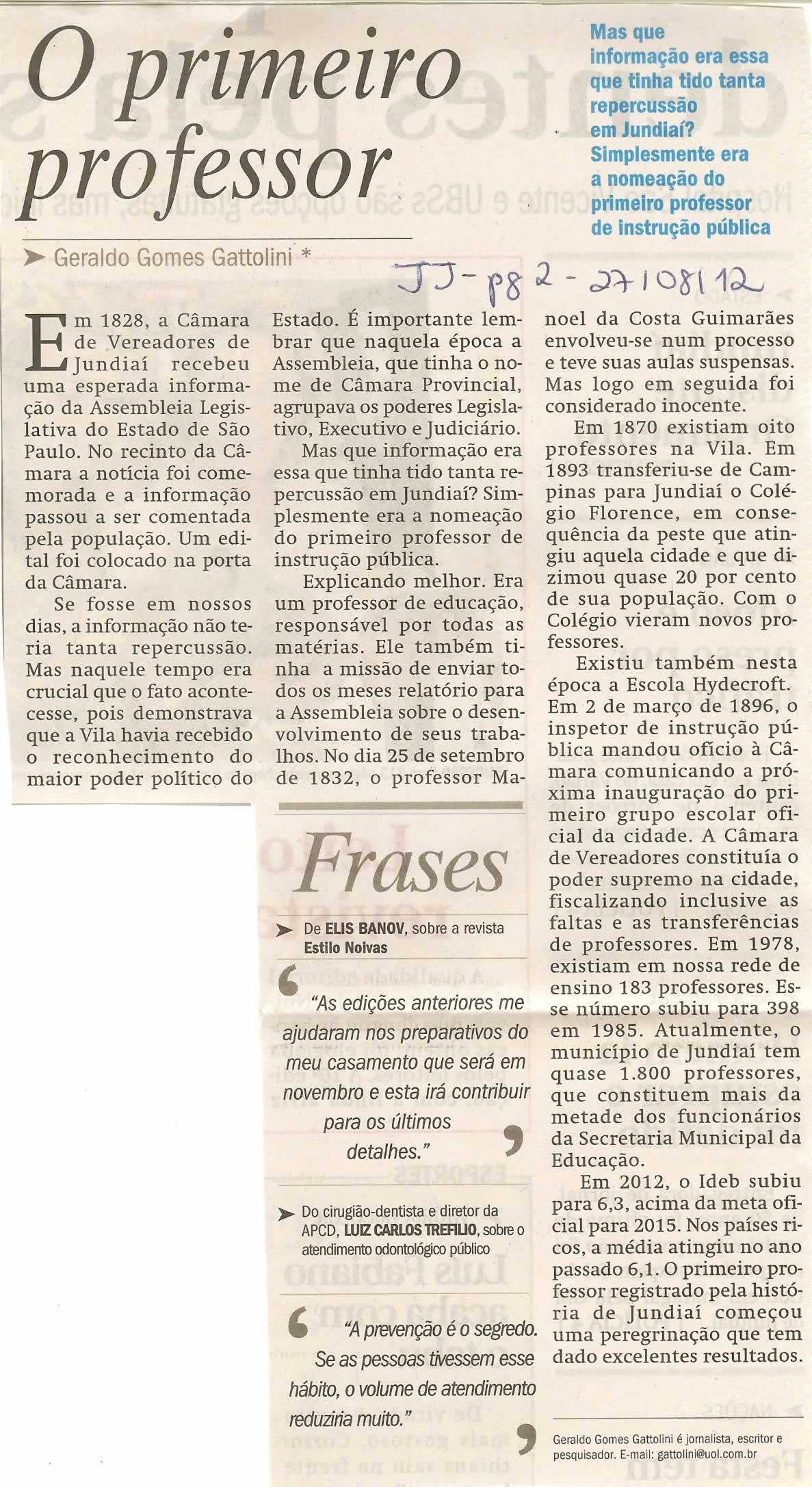 Jornal de Jundiaí - 27/08/2012