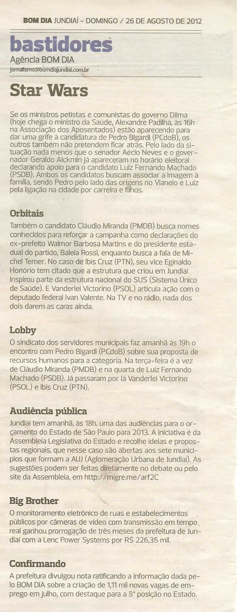 Bom Dia Jundiaí - 26/08/2012