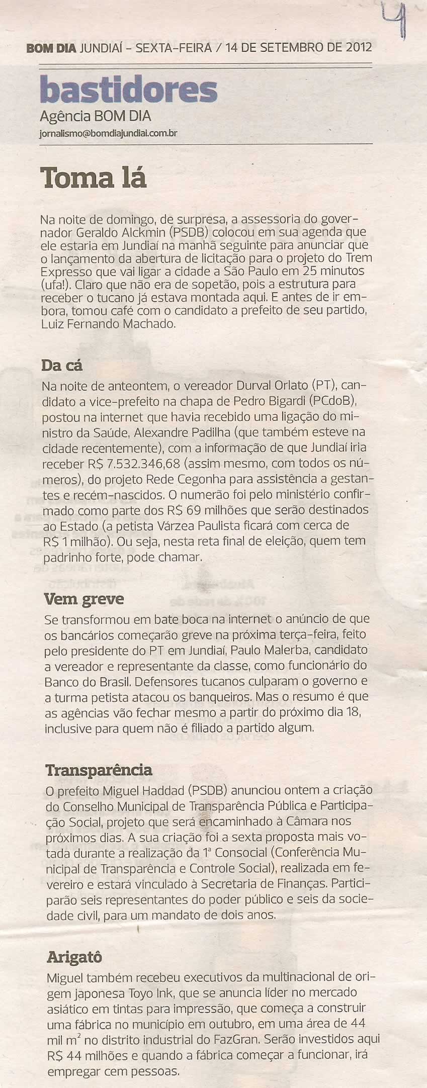 Bom Dia Jundiaí - 14/09/2012