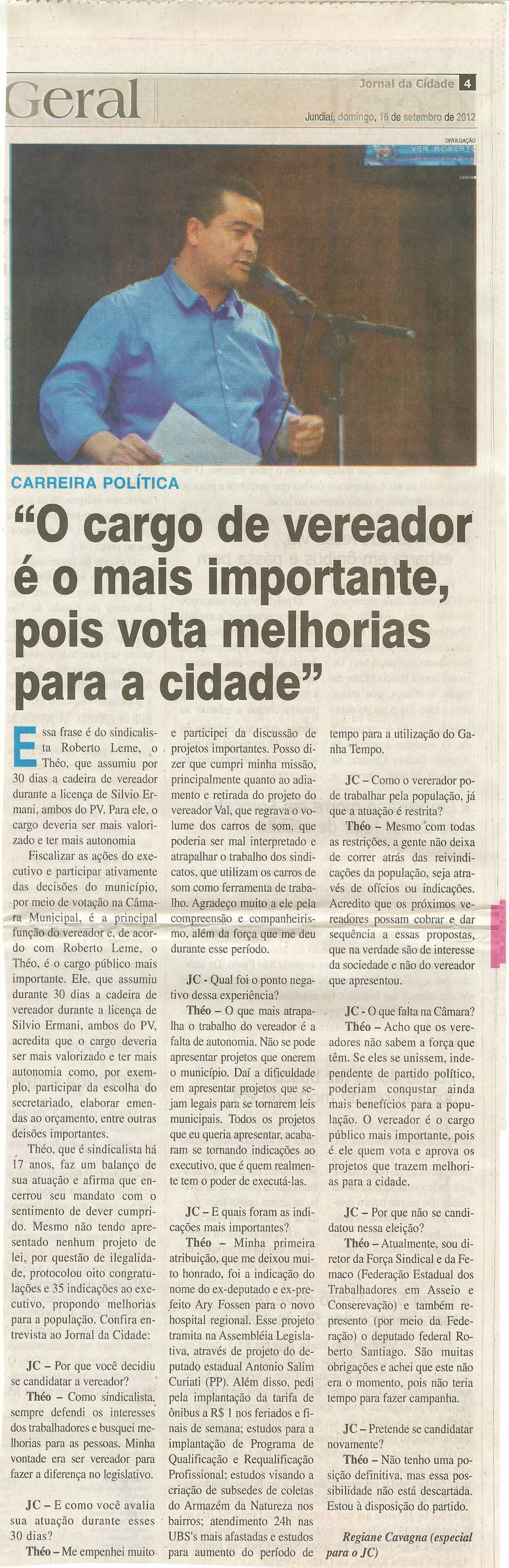 Jornal da Cidade - 16/09/2012