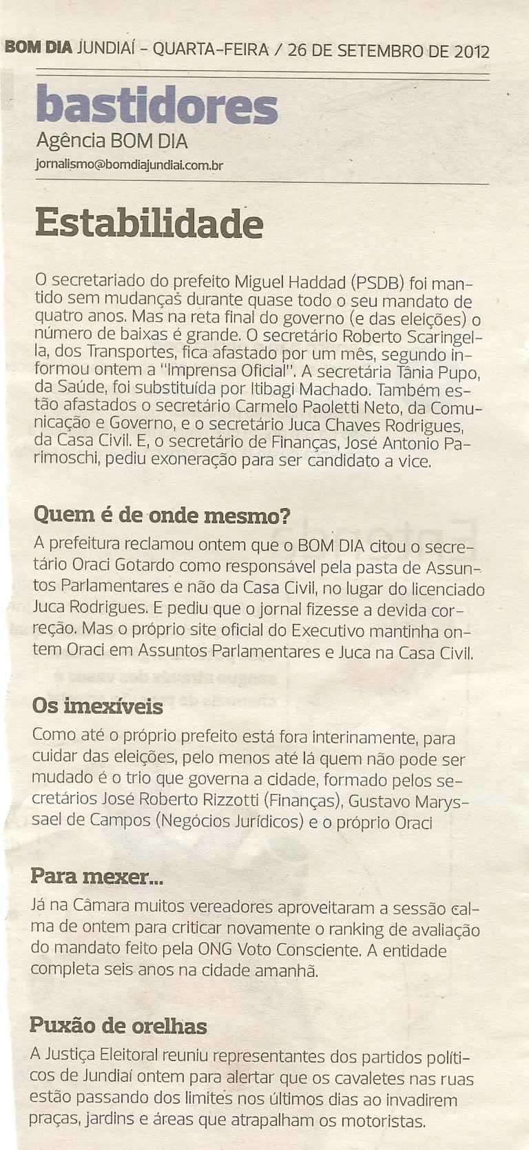 Bom Dia Jundiaí - 26/09/2012