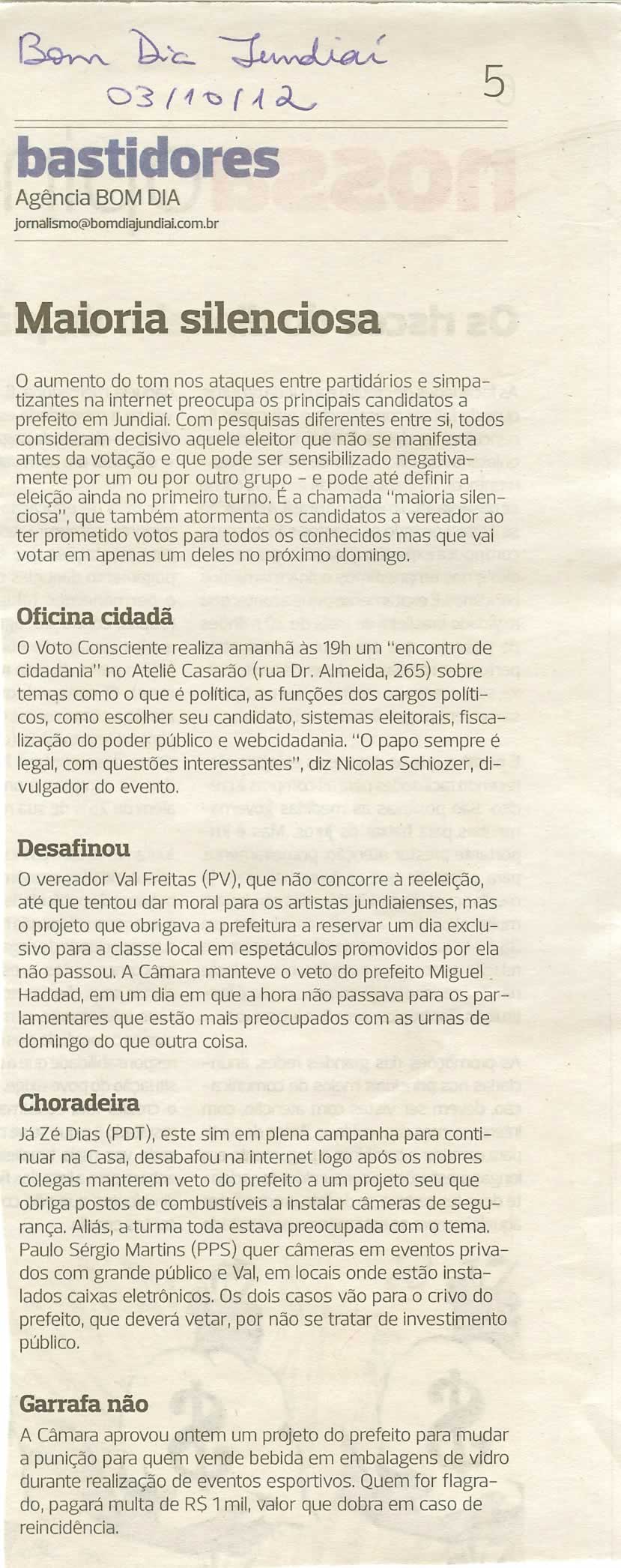 Bom Dia Jundiaí - 03/10/2012