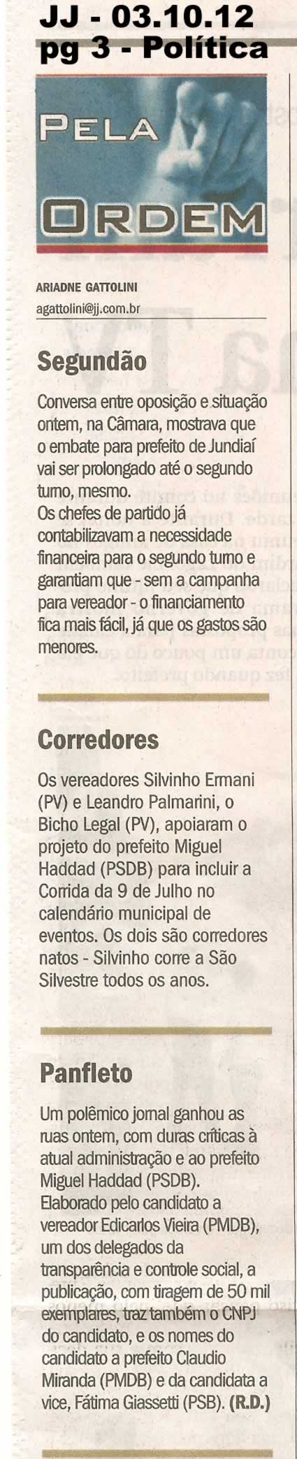 Jornal de Jundiaí - 03/10/2012