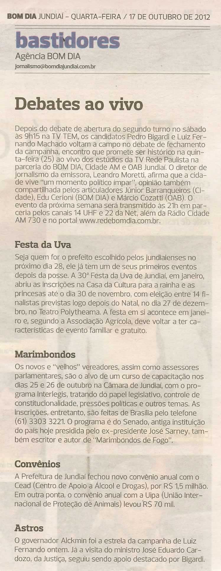 Bom Dia Jundiaí - 17/10/2012