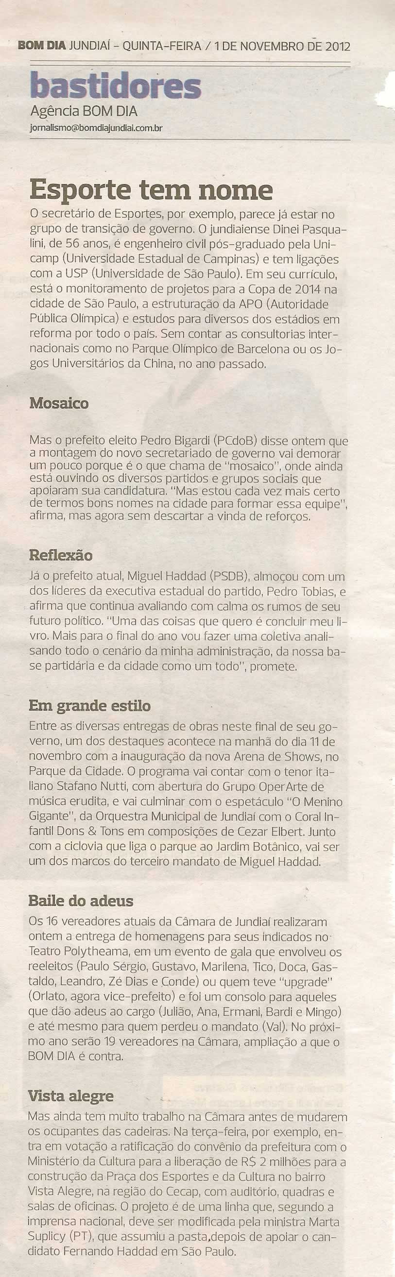 Bom Dia Jundiaí - 01/11/2012