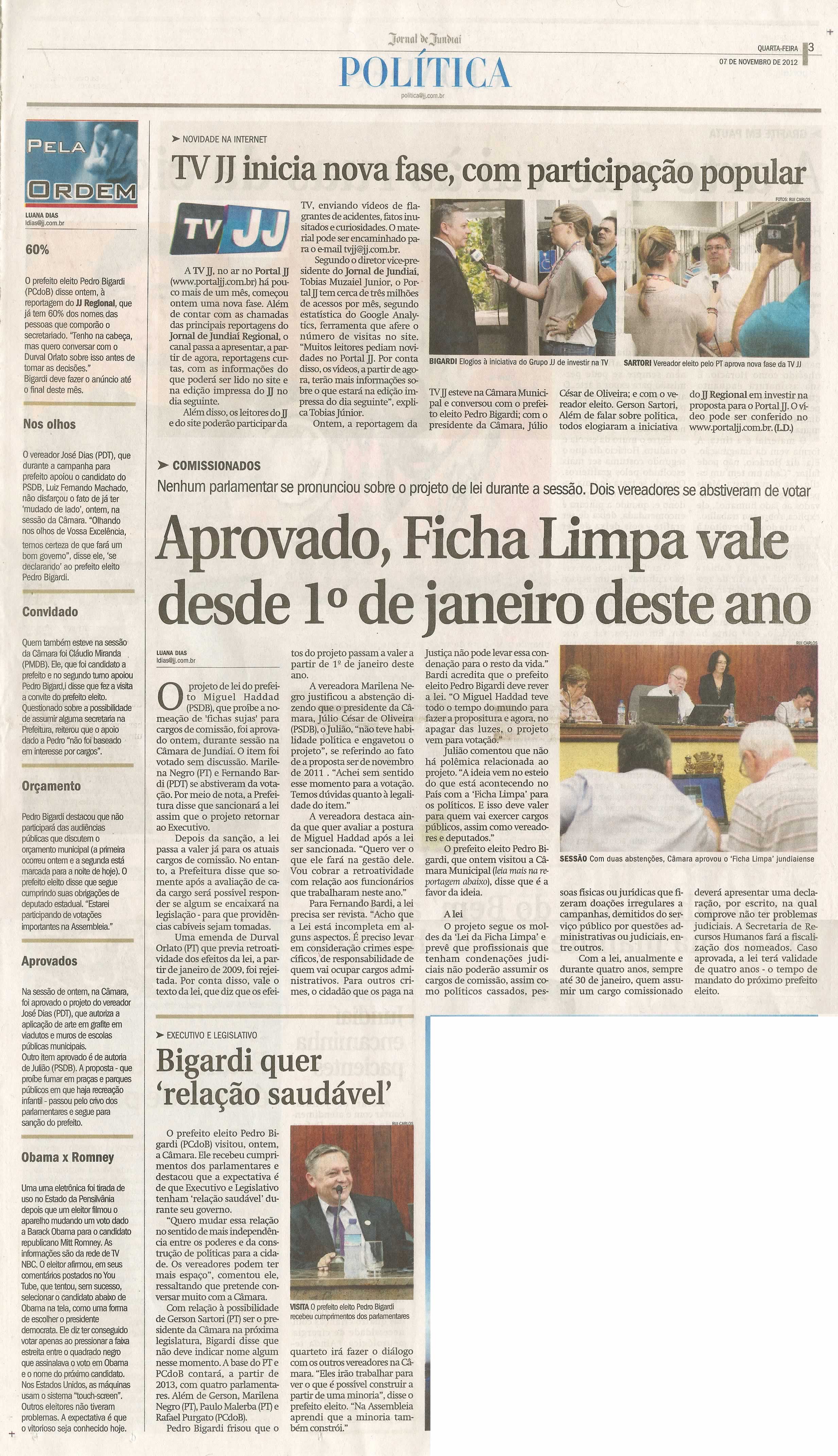 Jornal de Jundiaí - 07/11/2012