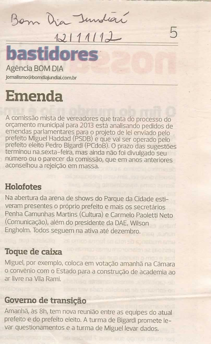 Bom Dia Jundiaí - 12/11/2012