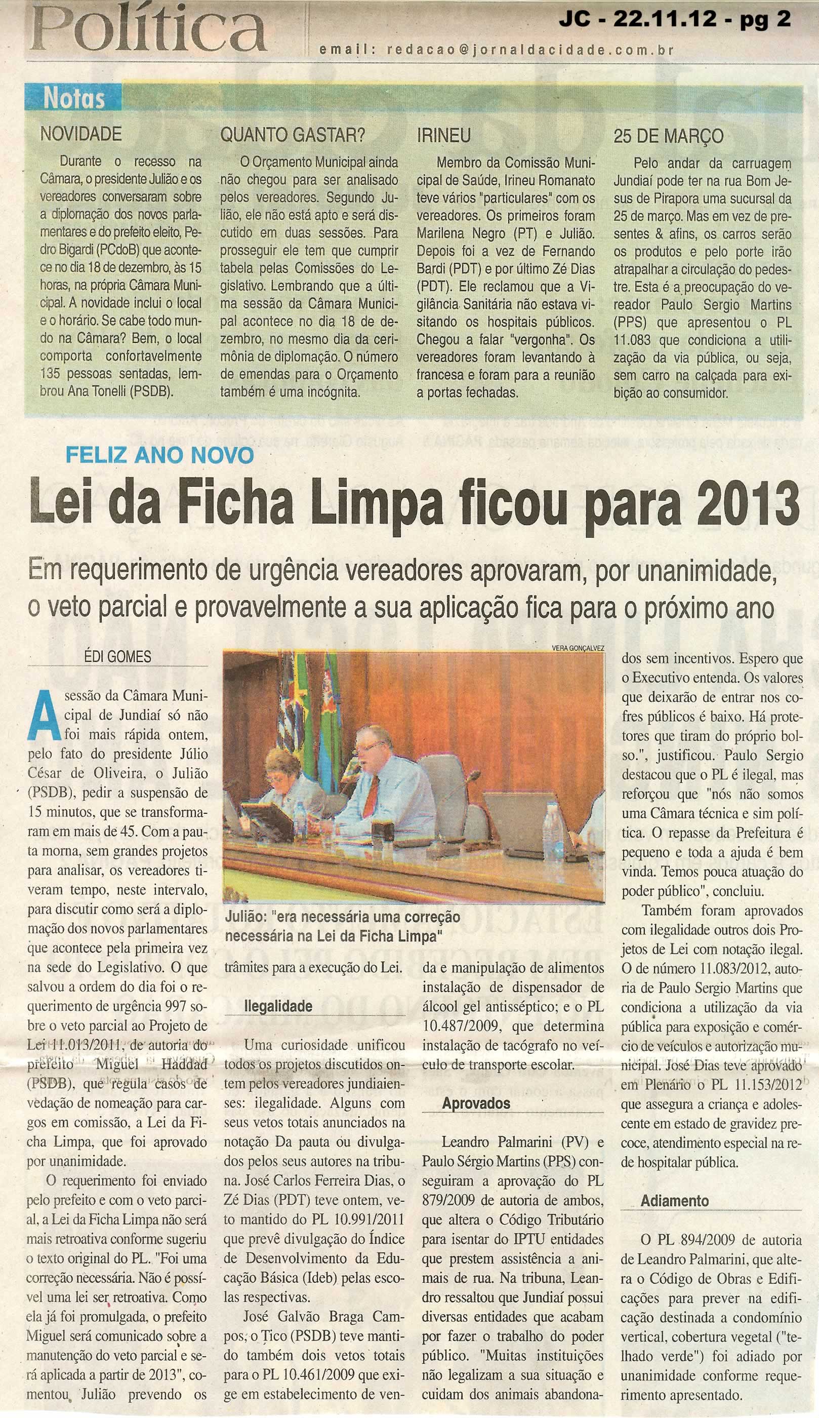 Jornal da Cidade - 22/11/2012