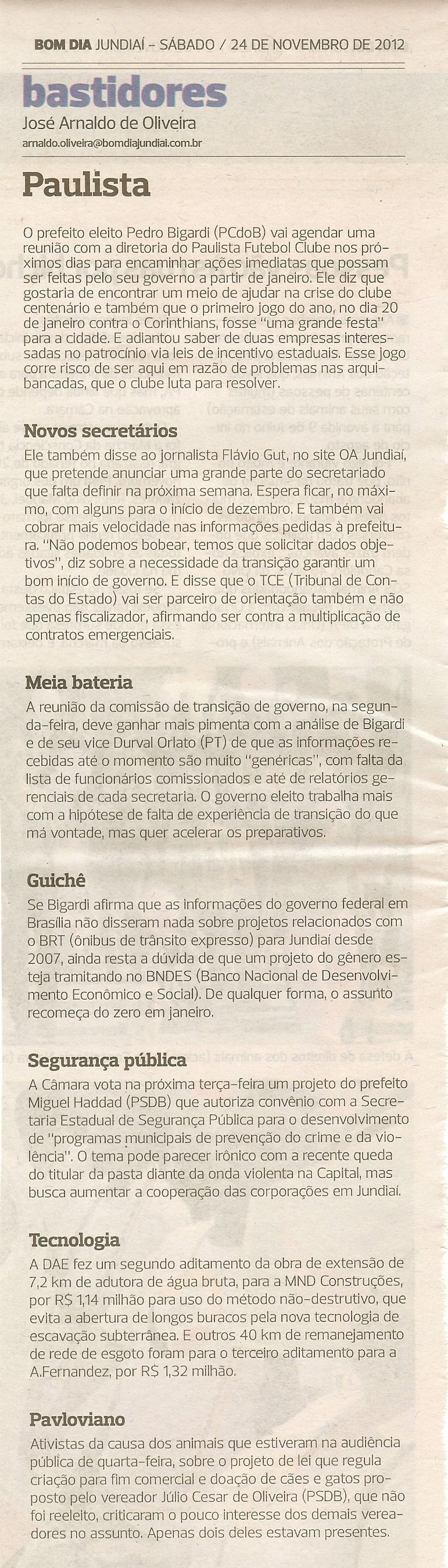 Bom Dia Jundiaí - 24/11/2012
