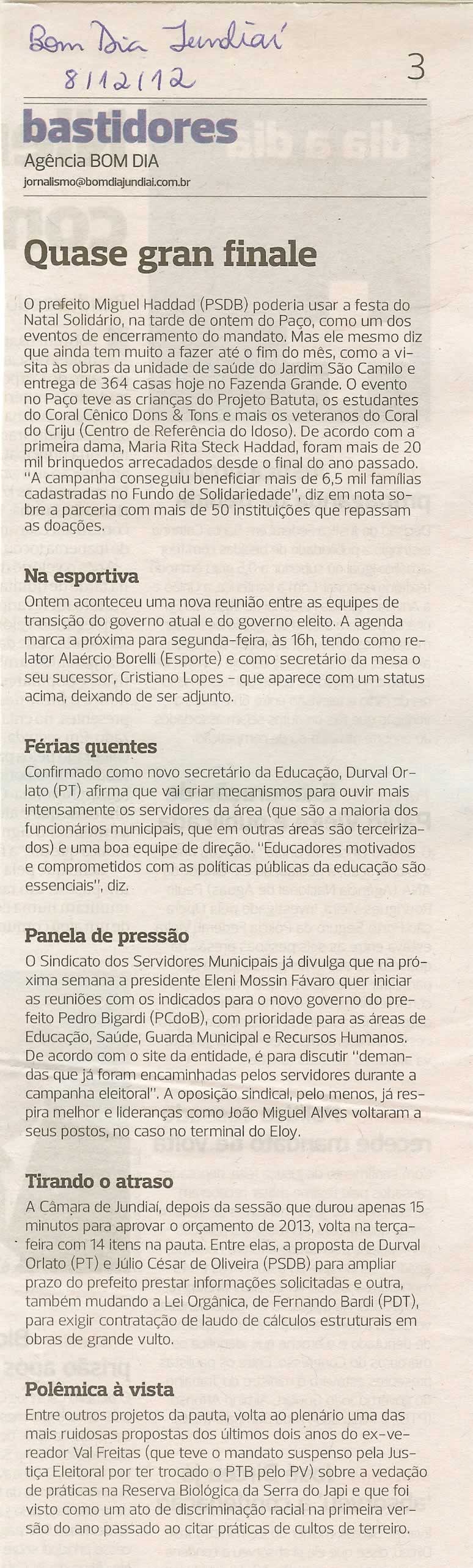Bom Dia Jundiaí - 08/12/2012
