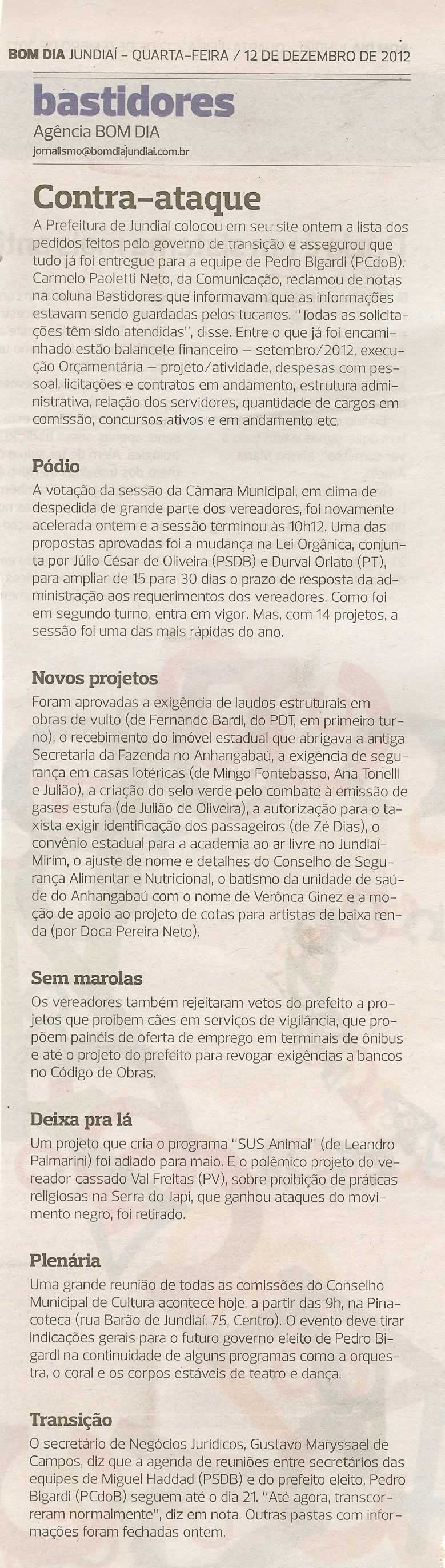 Bom Dia Jundiaí - 12/12/2012