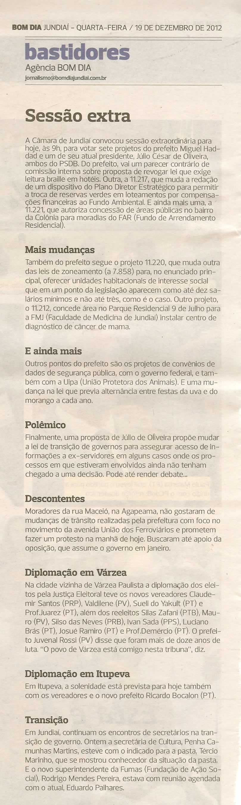 Bom Dia Jundiaí - 19/12/2012