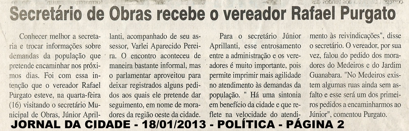 Jornal da Cidade - 18/01/2013